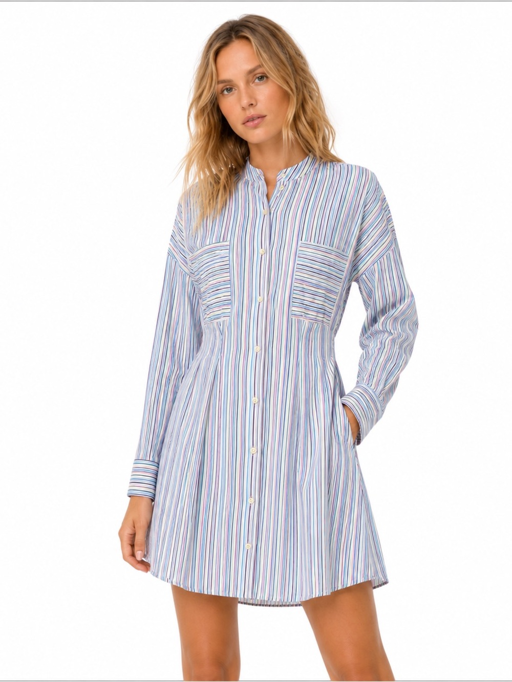 Zara Striped Shirt Dress | NWT | Multicolor | Long Sleeve Mini Dress | Size S